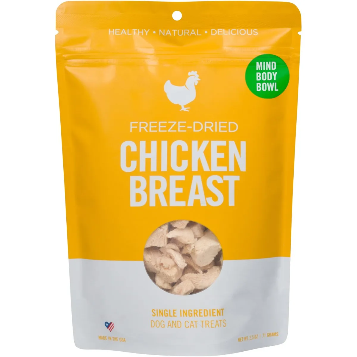 MIND BODY BOWL Chicken Breast Freeze-Dried Treats For Dogs and Cats - 2.5oz crunchy cat treats, grain free cat treats