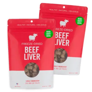 MIND BODY BOWL Freeze-Dried Beef Liver Treats 2-Pack crunchy cat treats, grain free cat treats