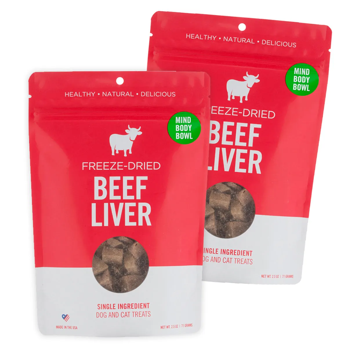 MIND BODY BOWL Freeze-Dried Beef Liver Treats 2-Pack crunchy cat treats, grain free cat treats