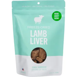 MIND BODY BOWL Lamb Liver Freeze-Dried Treats For Dogs and Cats - 3oz crunchy cat treats, grain free cat treats