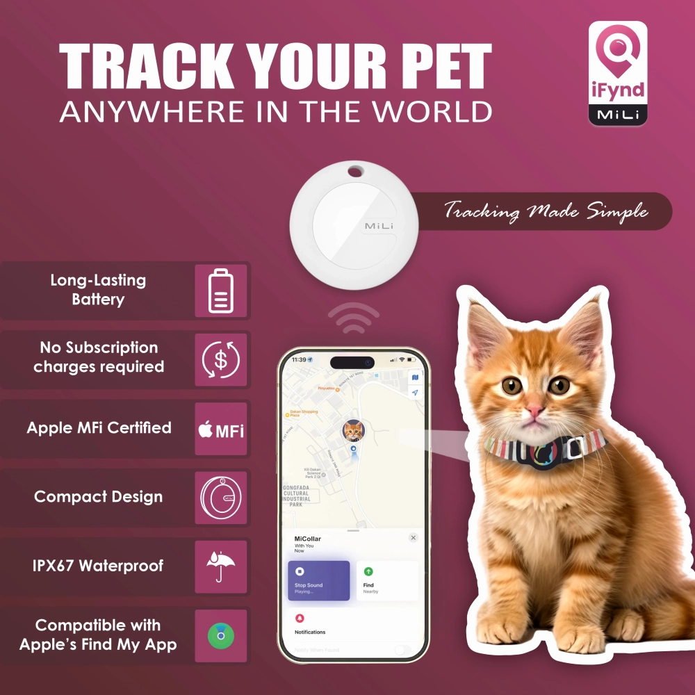 Mitag Anti Loss Device with Collar for Cats (Grey) | IOS