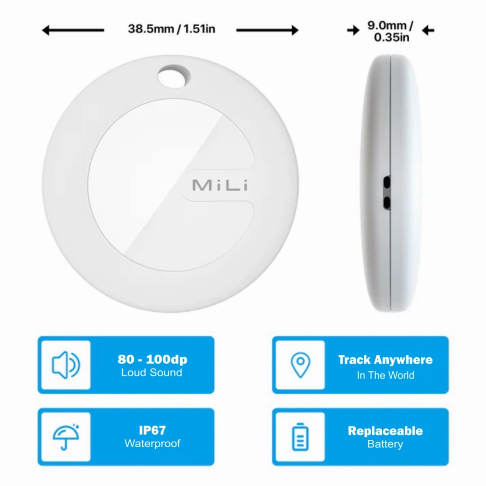 Mitag Anti Loss Device with Keychain for Dogs and Cats (White) | IOS