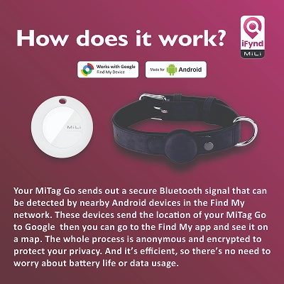 Mitag Go Anti Loss Device with Collar for Small Dogs (Black) | Android