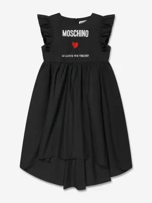 Moschino Girls Cotton Logo Dress in Black