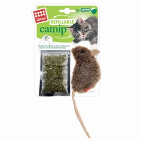 Mouse "Refillable catnip" w/3catnip teabags in ziplock bag cat toy set,cat teaser