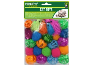 Multipet 24pc Cat Toys Value Pack catnip toys, feather wand toy