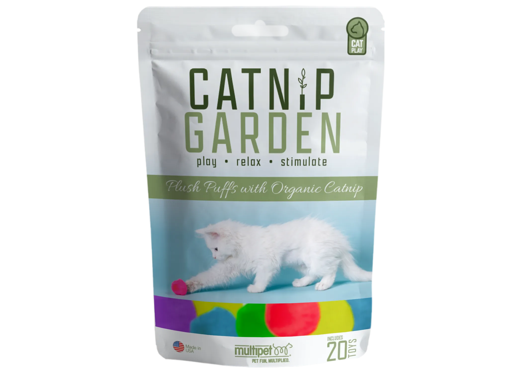 Multipet Catnip Garden Catnip Puffs catnip toys, feather wand toy