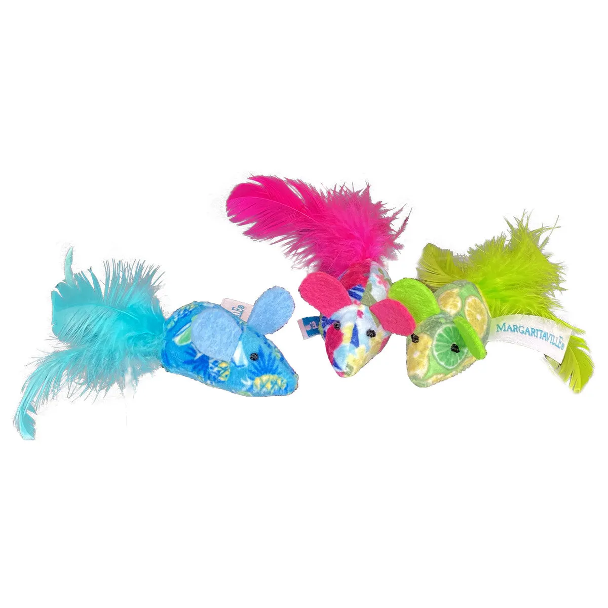 Multipet Margaritaville Mice 3pk Cat Toy catnip toys, feather wand toy