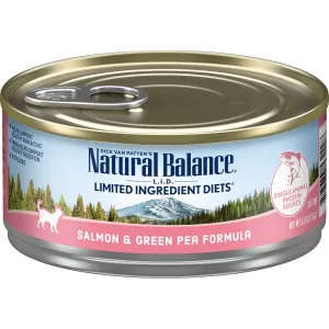 Natural Balance L.I.D. Limited Ingredient Diets Salmon & Green Pea Canned Cat Food wet cat food, canned cat food