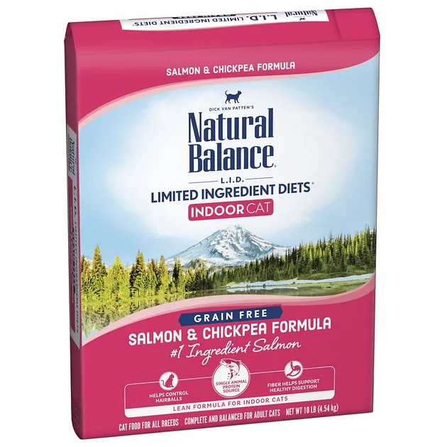 Natural Balance Limited Ingredient Diet Indoor Cat Salmon & Chickpea Formula indoor dry cat food, healthy cat kibble