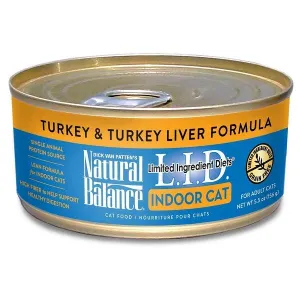 Natural Balance Limited Ingredient Diet Indoor Cat Turkey & Turkey Liver wet cat food, canned cat food