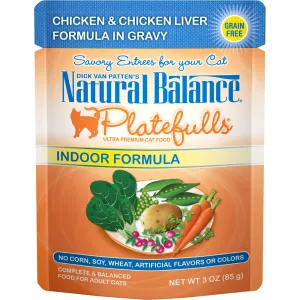 Natural Balance Platefulls Indoor Grain Free Chicken and Chicken Liver in Gravy Pouch Wet Cat Food wet cat food, canned cat food