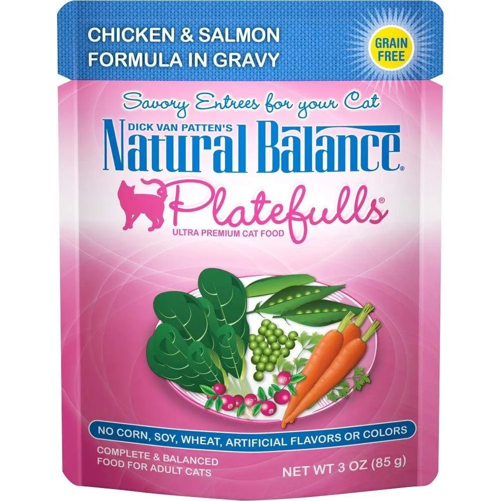 Natural Balance Platefulls Regular Grain Free Chicken and Salmon in Gravy Pouch Wet Cat Food grain free cat food, no grain dry cat food