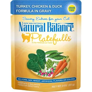 Natural Balance Platefulls Regular Grain Free Turkey Chicken and Duck in Gravy Pouch Wet Cat Food wet cat food, canned cat food