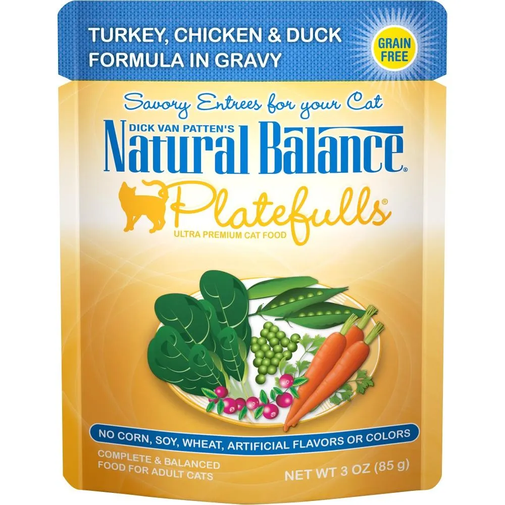 Natural Balance Platefulls Regular Grain Free Turkey Chicken and Duck in Gravy Pouch Wet Cat Food wet cat food, canned cat food