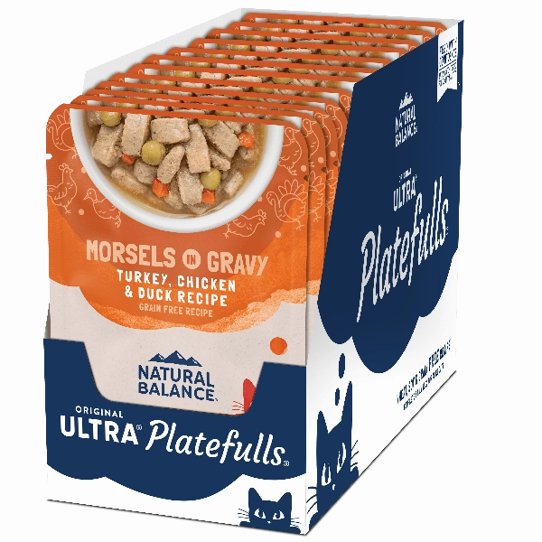 Natural Balance Platefulls Turkey, Chicken & Duck Recipe Morsels in Gravy Cat Food Pouch
