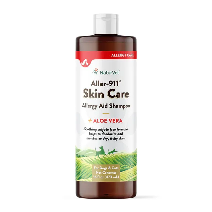 NaturVet Aller-911 Skin Care Allergy Aid Shampoo 16oz cat vitamins, cat immune support