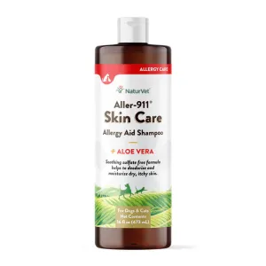 NaturVet Aller-911 Skin Care Allergy Aid Shampoo 16oz cat vitamins, cat immune support