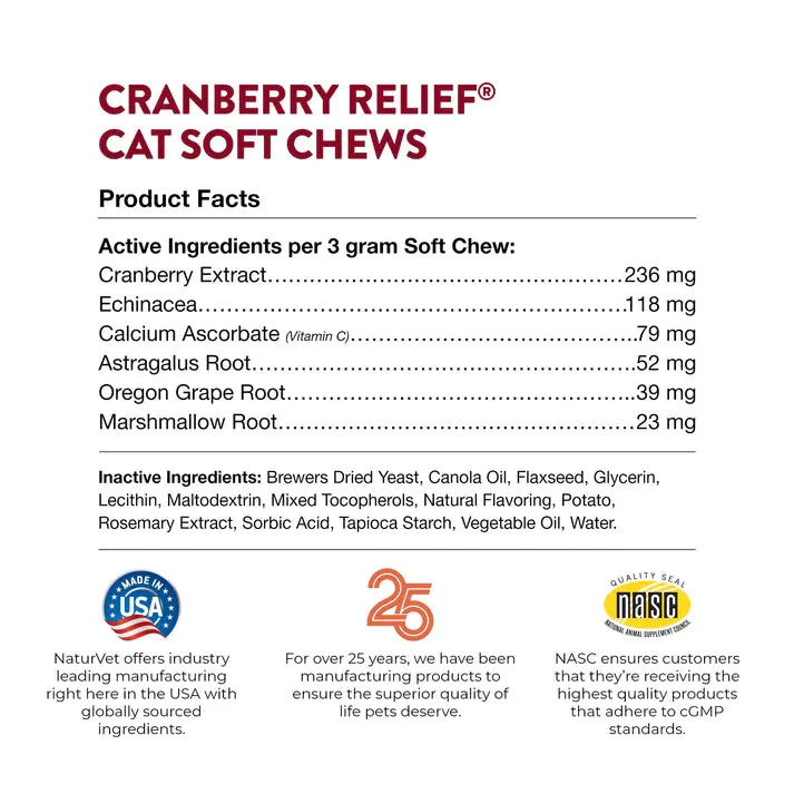 NaturVet Cranberry Relief Cat Soft Chews