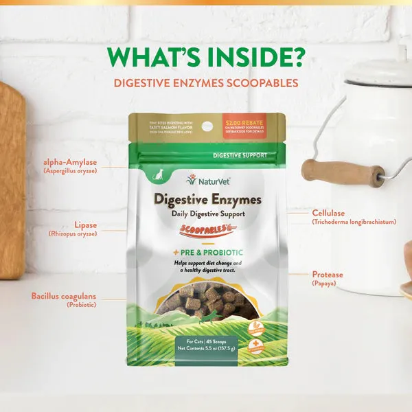 NaturVet Digestive Enzymes Daily Support Scoopables for Cats 5.5oz