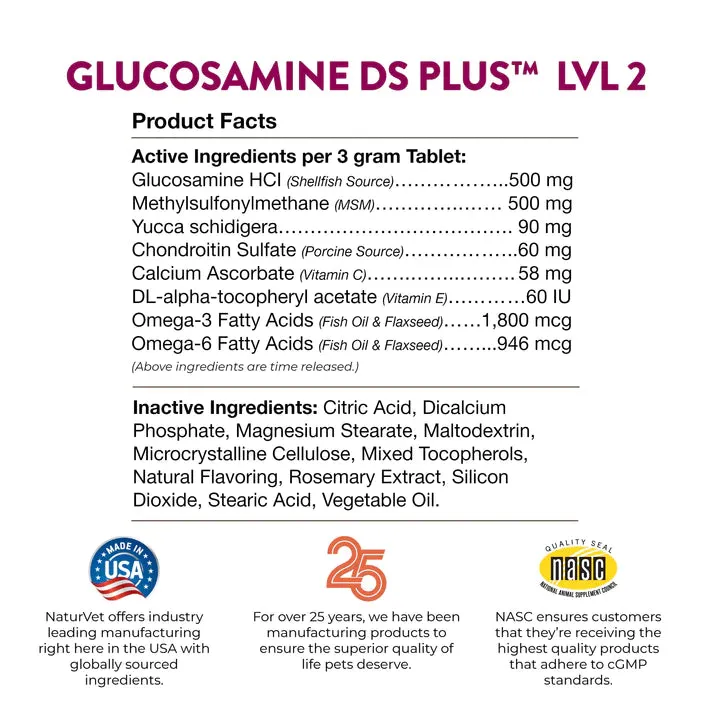 NaturVet Glucosamine DS Plus Level 2 - chewable tablets