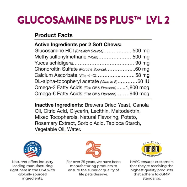 NaturVet Glucosamine DS Plus Soft Chews Level 2