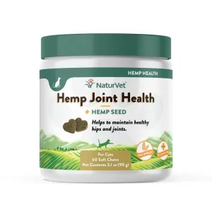 NaturVet Hemp Joint Health Cat 60 Soft Chews cat vitamins, cat immune support