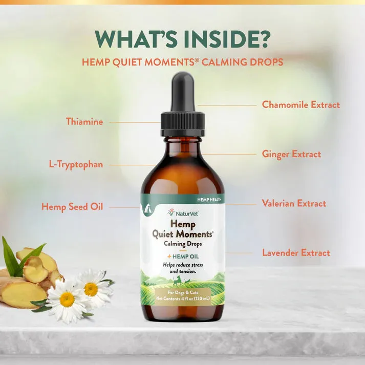 NaturVet Hemp Quiet Moments Calming Drops 4oz