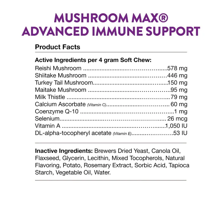 NaturVet Mushroom Max Advanced Immune Support w/Turkey Tail