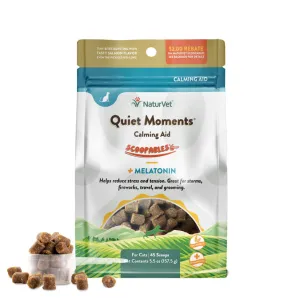 NaturVet Quiet Moments Calming Aid Plus Melatonin Scoopables for Cats calming cat treats, cat anxiety relief