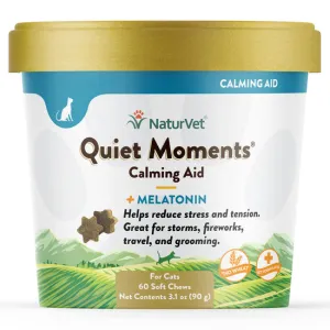 NaturVet Quiet Moments Calming Aid Plus Melatonin Soft Chews for Cats soft cat treats, chewy cat snacks