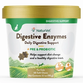 NaturVet Digestive Enzymes Plus Pre & Probiotics Soft Chews For Cats multivitamin for cats, daily cat supplements