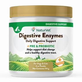NaturVet Digestive Enzymes Powder Plus Pre & Probiotics for Dogs and Cats multivitamin for cats, daily cat supplements
