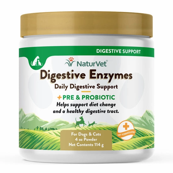 NaturVet Digestive Enzymes Powder Plus Pre & Probiotics for Dogs and Cats multivitamin for cats, daily cat supplements