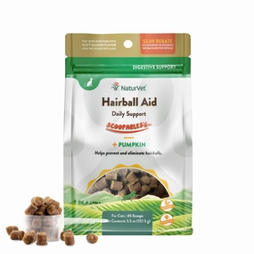 NaturVet Hairball Aid Plus Pumpkin Daily Support Scoopables for Cats hairball control treats, hairball relief cat food