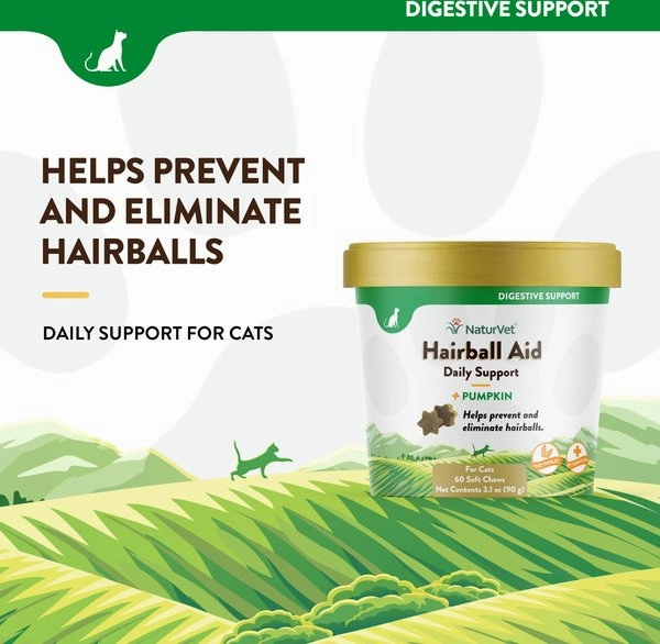 NaturVet Hairball Aid Plus Pumpkin Soft Chews for Cats