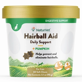 NaturVet Hairball Aid Plus Pumpkin Soft Chews for Cats multivitamin for cats, daily cat supplements