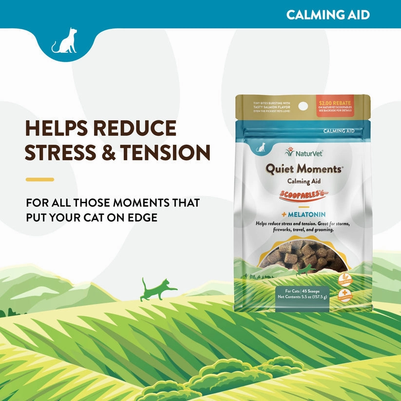 NaturVet Quiet Moments Calming Aid Plus Melatonin Scoopables for Cats