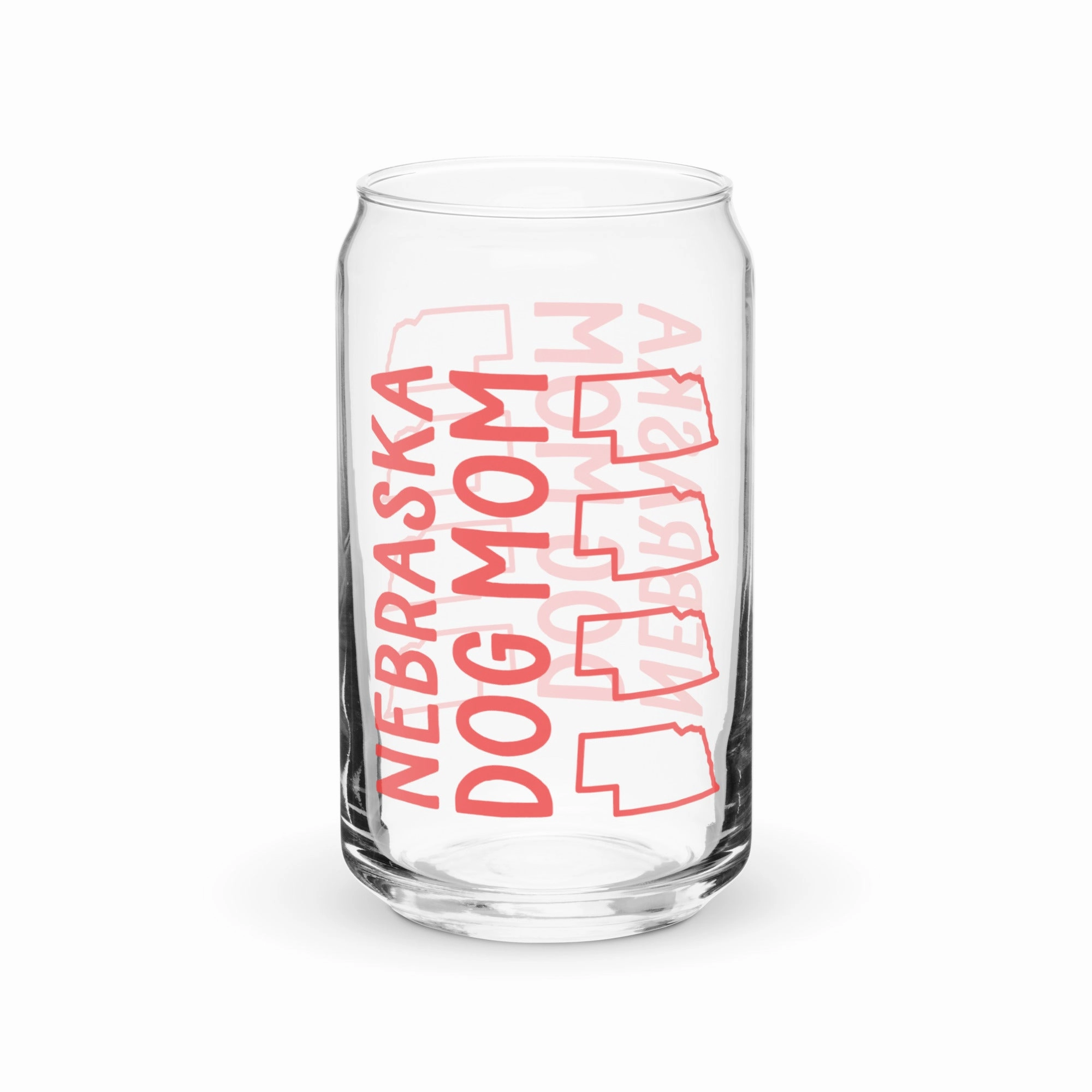 Nebraska Dog Mom can-shaped glassware