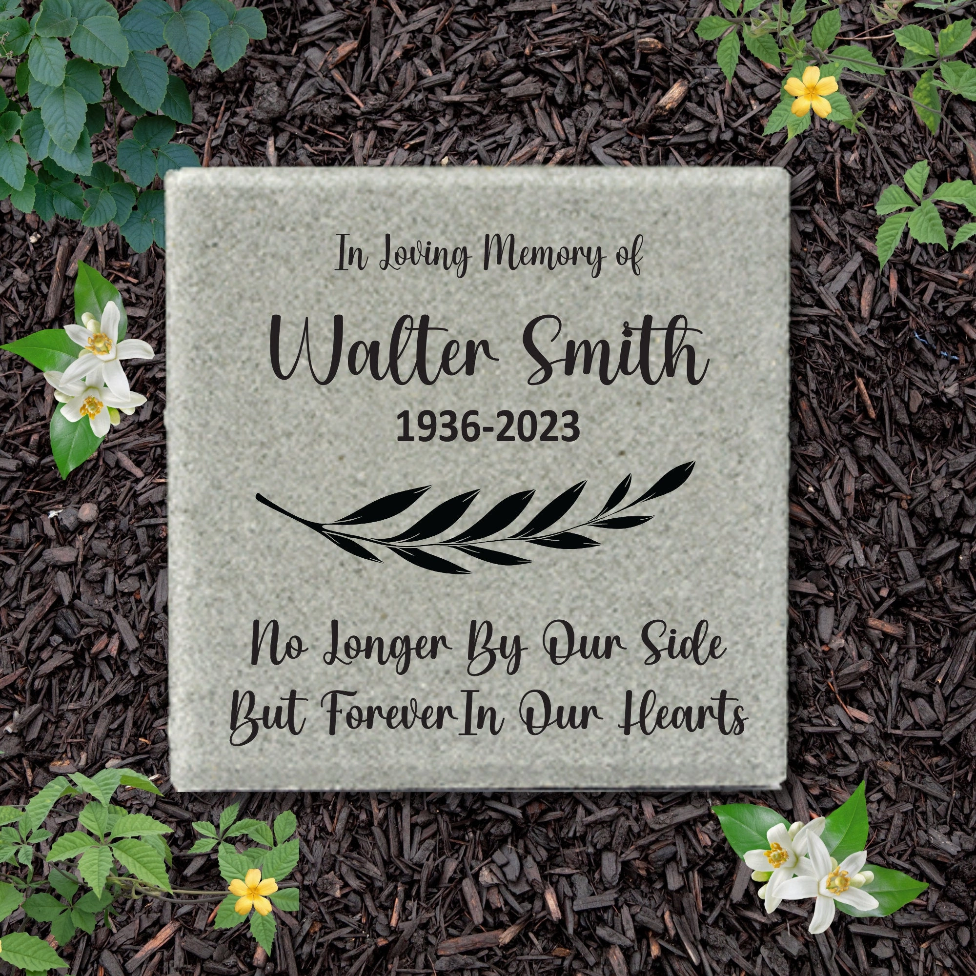 No Longer By Our Side But Forever In Our Hearts - 12x12 Personalized Memorial Stone show poultry,grooming poultry