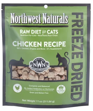 Northwest Naturals Cat Nibbles Chicken Recipe Freeze-Dried Raw Cat Food raw food for cats, raw meat cat diet
