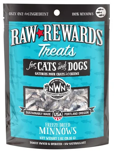 Northwest Naturals Raw Rewards Freeze-Dried Minnows Treats for Cats & Dogs freeze dried cat treats, single ingredient cat treats