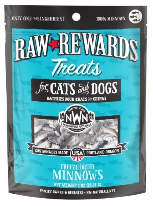 Northwest Naturals Raw Rewards Freeze-Dried Minnows Treats for Cats & Dogs freeze dried cat treats, single ingredient cat treats