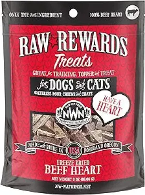 Northwest Naturals Raw Rewards Freeze-Dried Raw Beef Heart Treats for Cats & Dogs freeze dried cat treats, single ingredient cat treats