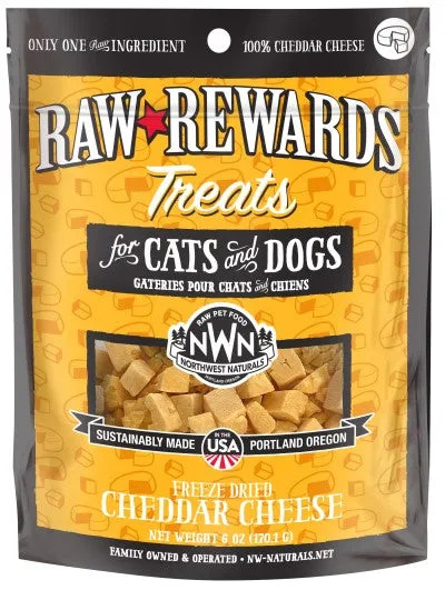 Northwest Naturals Raw Rewards Freeze-Dried Raw Cheddar Cheese Treats for Cats & Dogs freeze dried cat treats, single ingredient cat treats