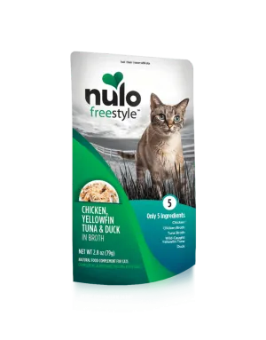 Nulo Freestyle Grain Free Chicken Yellowfin Tuna & Duck in Broth Meaty Cat Food Topper Pouch healthy cat food, premium dry cat food