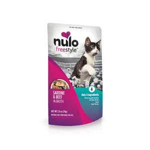 Nulo Freestyle Grain Free Sardine & Beef in Beef Broth Recipe Cat Food Topper Pouch healthy cat food, premium dry cat food