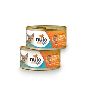Nulo Freestyle Grain Free Shredded Turkey & Halibut Recipe in Gravy Canned Cat Food wet cat food, canned cat food