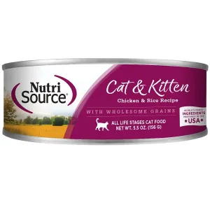 Nutrisource Cat & Kitten Chicken & Rice 5.5oz adult cat food, best cat food for adults