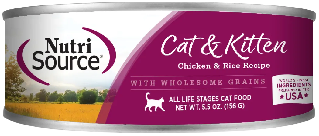 NutriSource Chicken & Rice Formula Canned Cat Food wet cat food, canned cat food